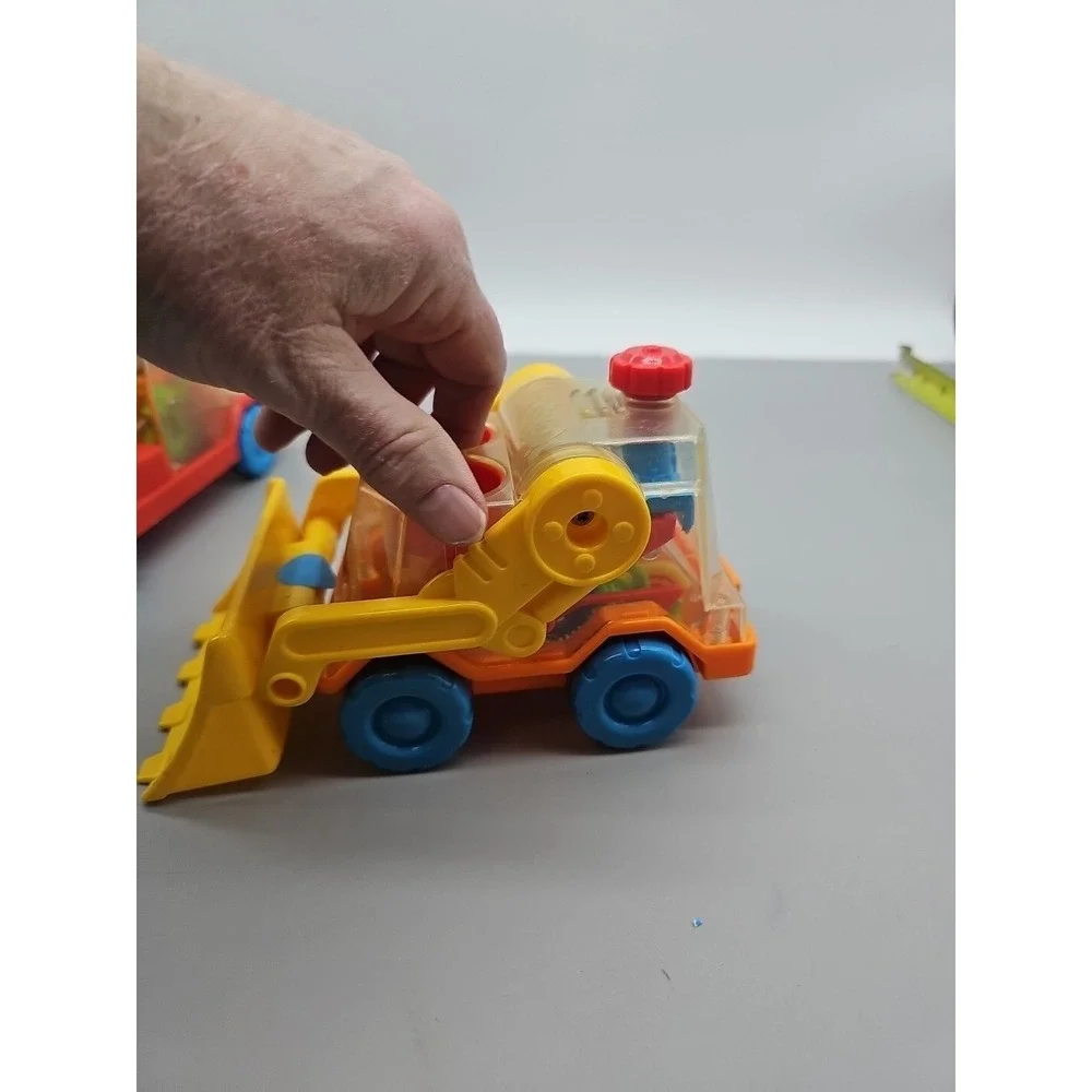 Playskool Vintage Go Go Gears Fire Truck Loader Push and Go 1988 Lot PRESS Clear